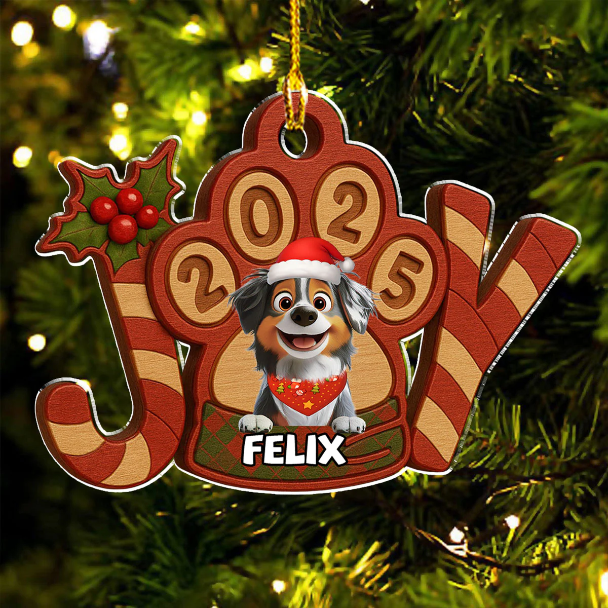 Joyful Season - Personalized Custom 3D Effect Acrylic Ornament - Image 3