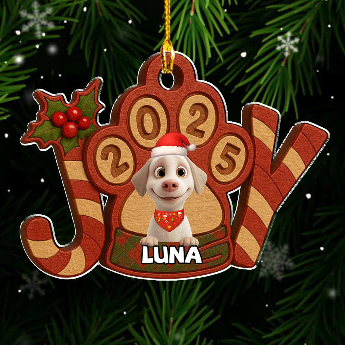 Joyful Season - Personalized Custom 3D Effect Acrylic Ornament - Image 4