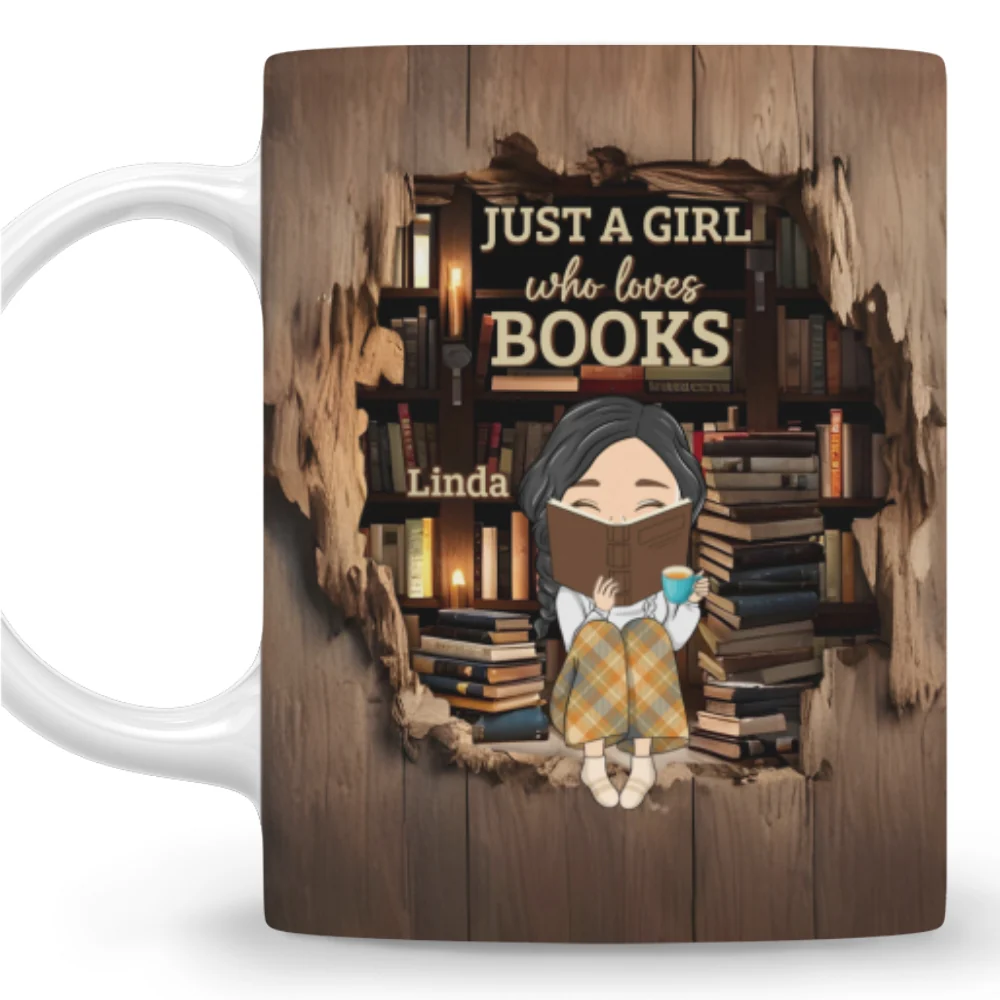 Just A Book Lover - Personalized Custom Coffee Mug - Image 4