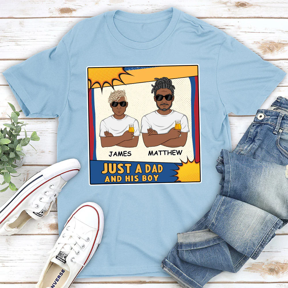 Just A Dad And His Kids - Personalized Custom Shirt - Image 2