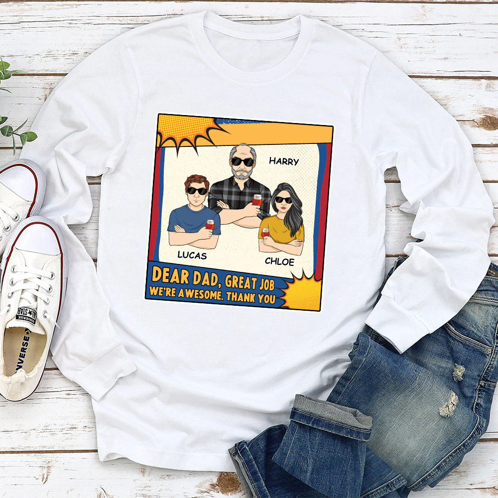 Just A Dad And His Kids - Personalized Custom Shirt - Image 3