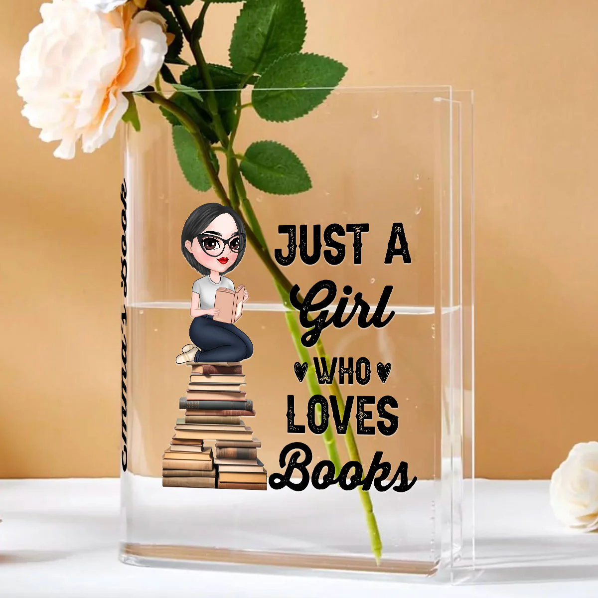 Just A Girl Loves Books - Personalized Custom Acrylic Book Vase - Image 5