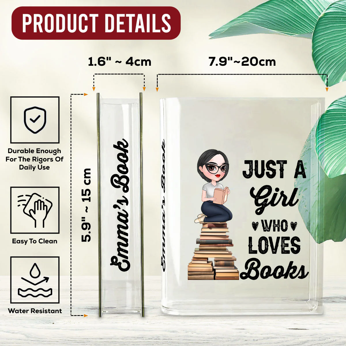 Just A Girl Loves Books - Personalized Custom Acrylic Book Vase - Image 6