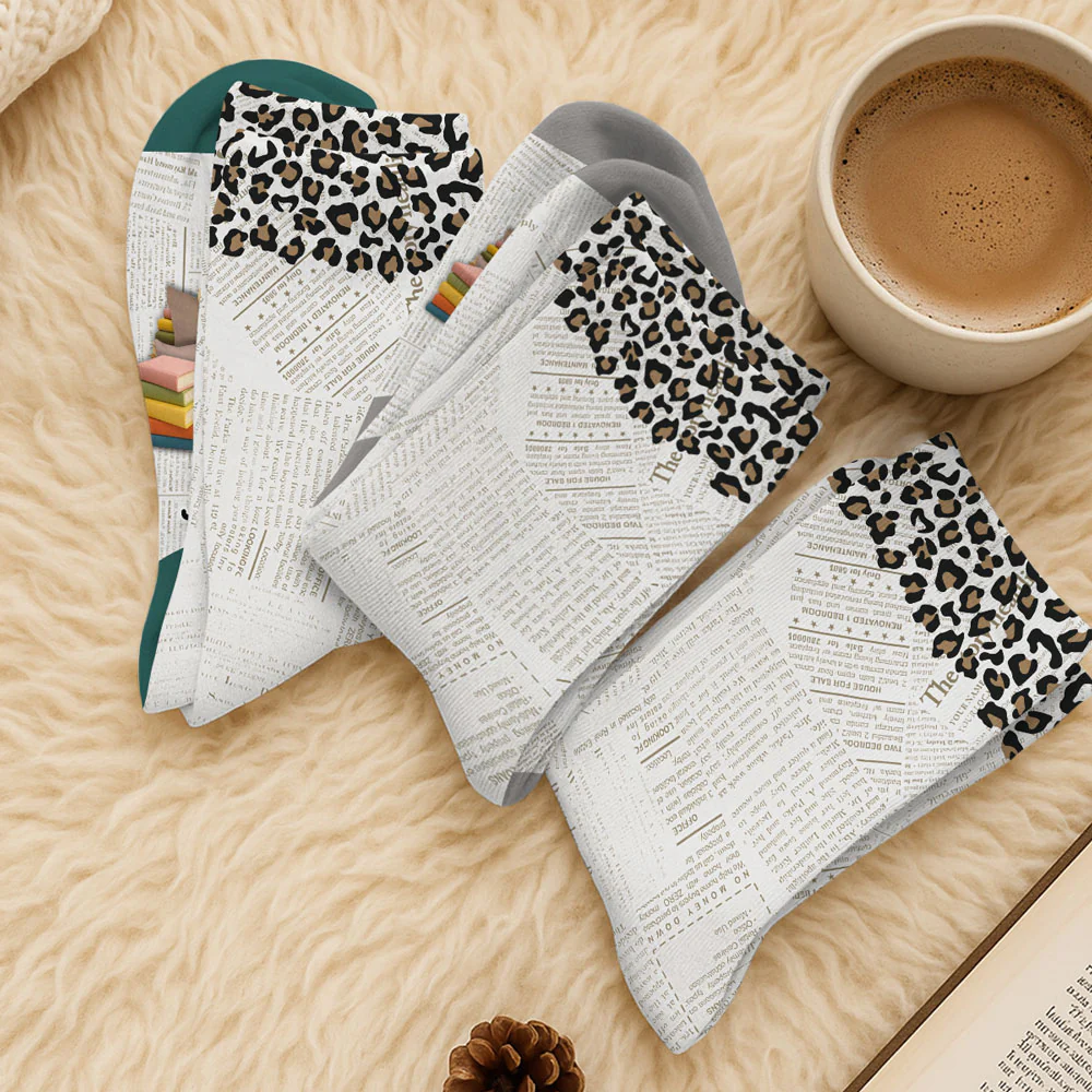 Just A Girl Loves Books - Personalized Custom Crew Socks - Image 5