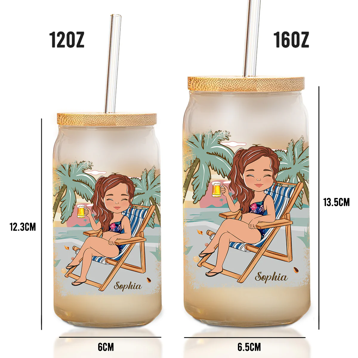 Just A Girl Who Loves Beaches - Personalized Custom Glass Can - Image 5