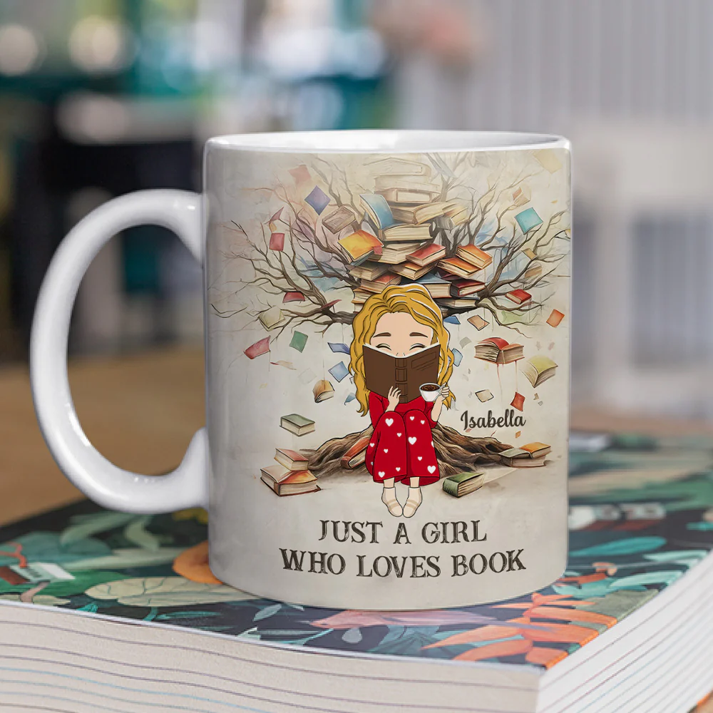 Just A Girl Who Loves Book - Personalized Custom Coffee Mug - Image 2