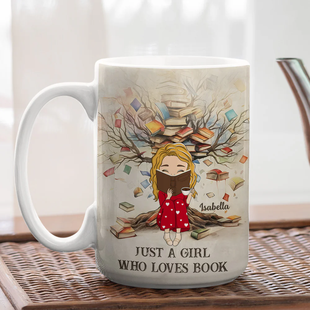 Just A Girl Who Loves Book - Personalized Custom Coffee Mug - Image 4