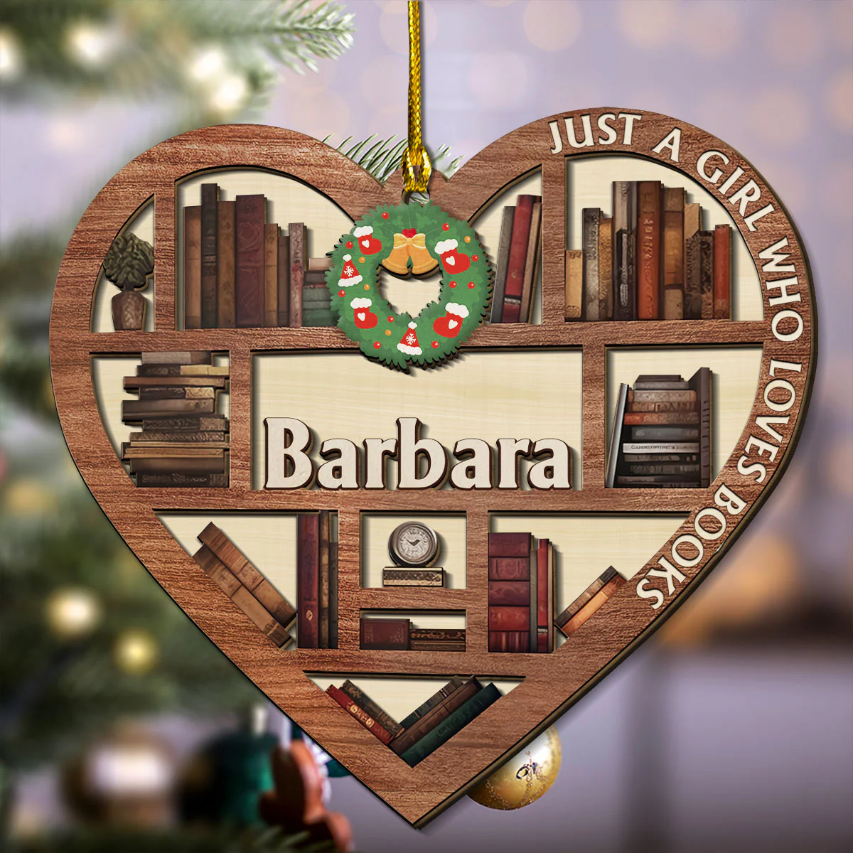 Just A Girl Who Loves Books - Personalized Custom 2-layered Wood Ornament - Image 2