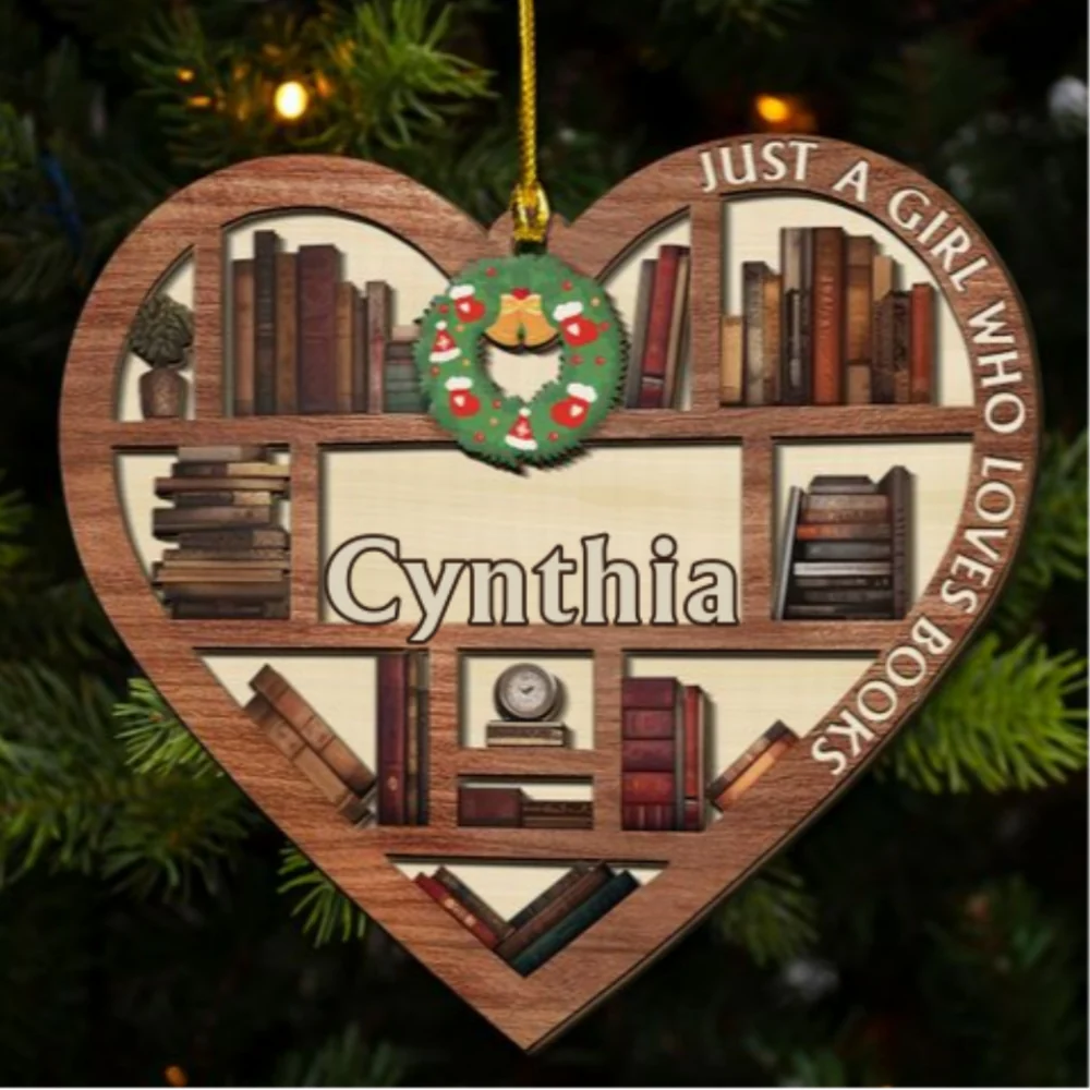 Just A Girl Who Loves Books - Personalized Custom 2-layered Wood Ornament - Image 6