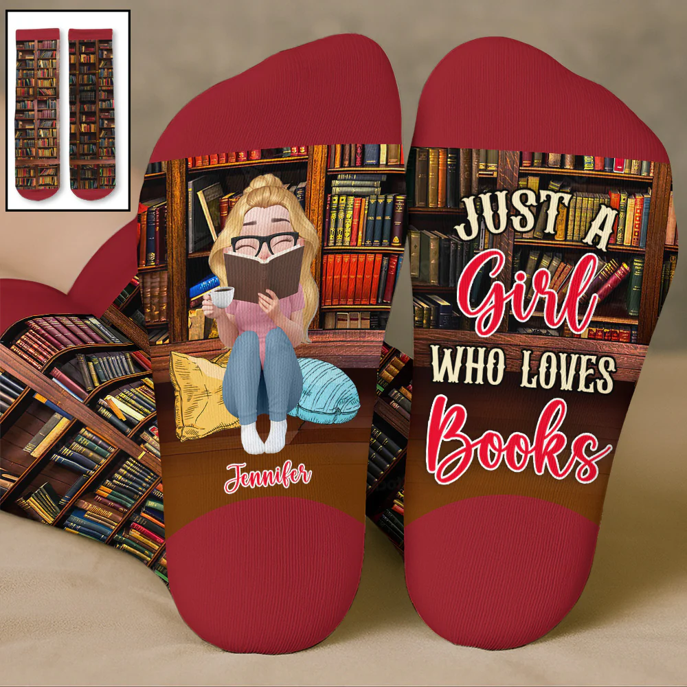 Just A Girl Who Loves Books - Personalized Custom Crew Socks
