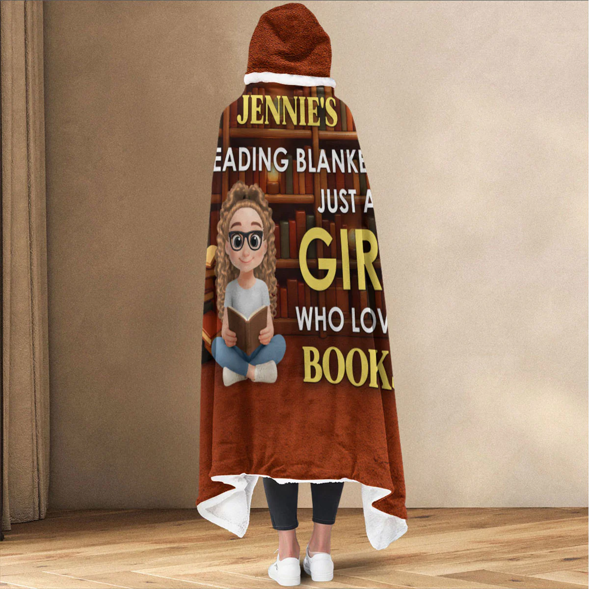 Just A Girl Who Loves Books - Personalized Custom Hooded Blanket - Image 3