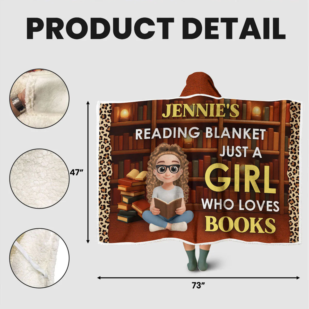 Just A Girl Who Loves Books - Personalized Custom Hooded Blanket - Image 5