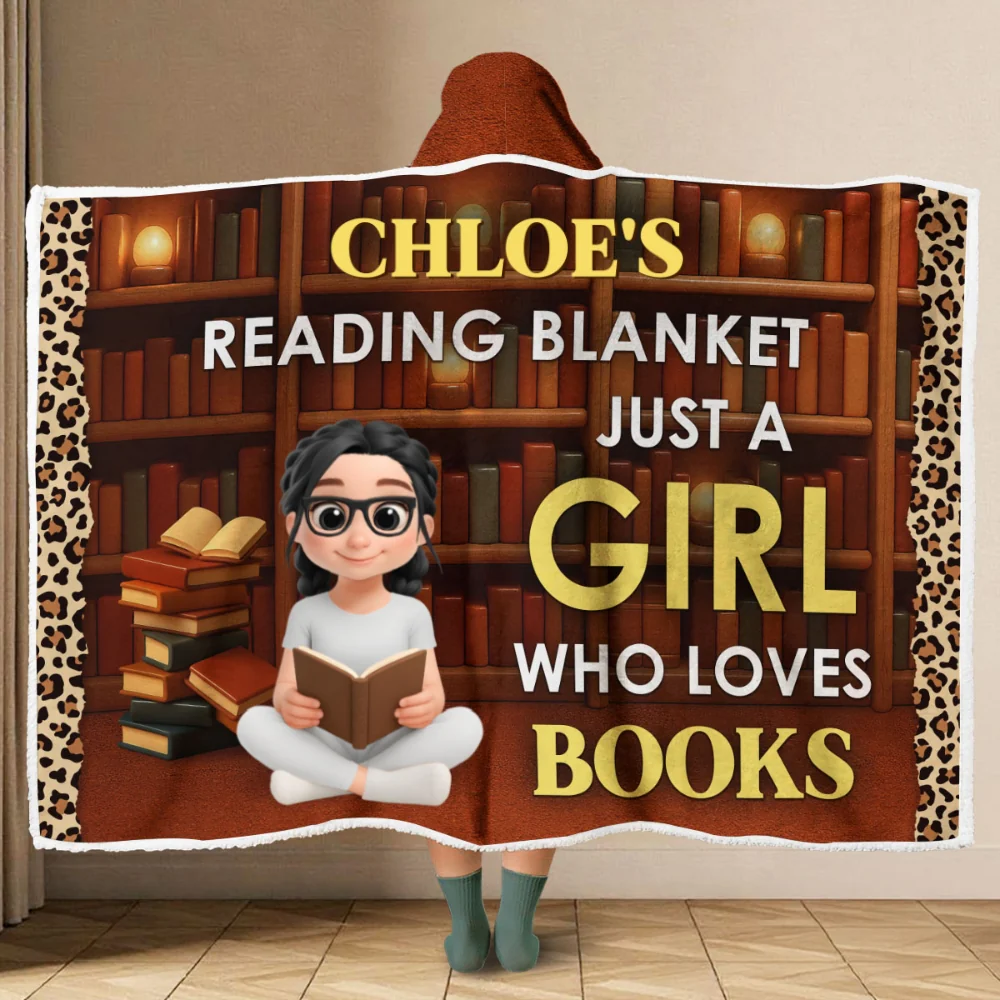 Just A Girl Who Loves Books - Personalized Custom Hooded Blanket - Image 6