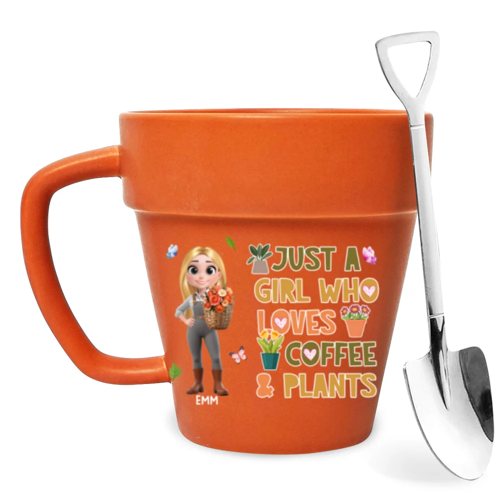 Just A Girl Who Loves Coffee - Personalized Custom Plant Pot Mug - Image 6