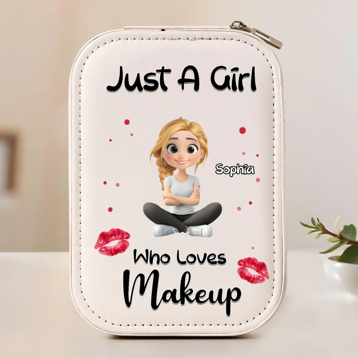 Just A Girl Who Loves Makeup - Personalized Custom Jewelry Box With LED Mirror - Image 5