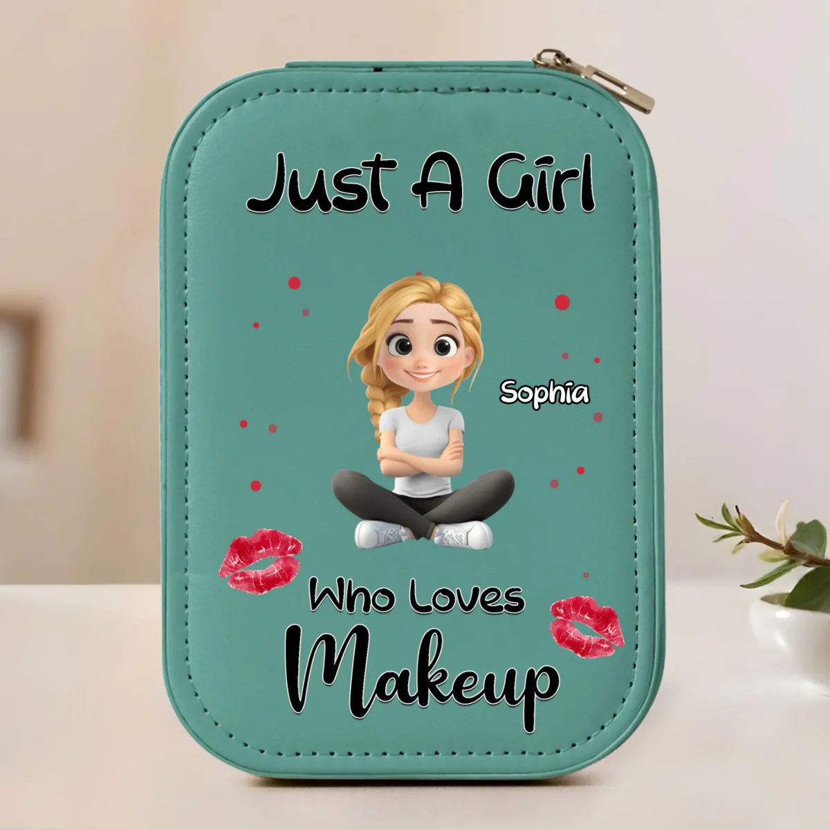 Just A Girl Who Loves Makeup - Personalized Custom Jewelry Box With LED Mirror - Image 7