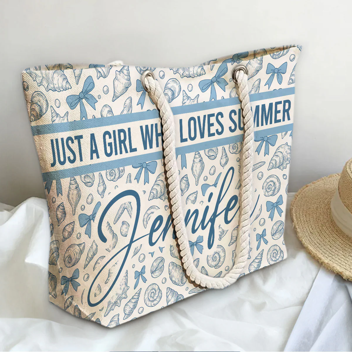 Just A Girl Who Loves Summer - Personalized Beach Bag - Image 4