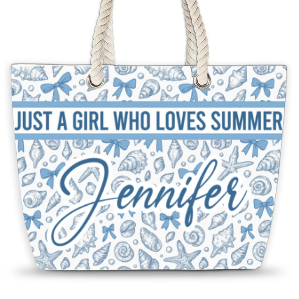 Just A Girl Who Loves Summer - Personalized Beach Bag - Image 6