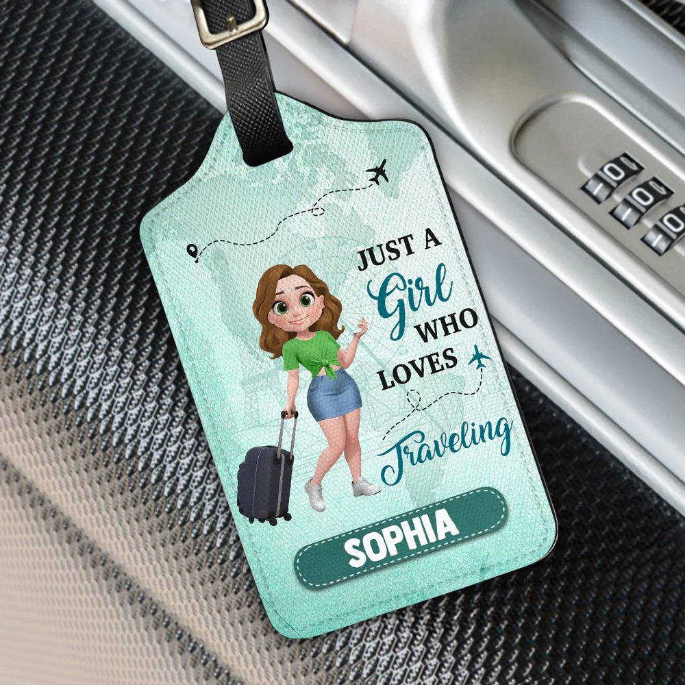 Just A Girl Who Loves Traveling Cartoonize - Personalized Custom Luggage Tag - Image 2