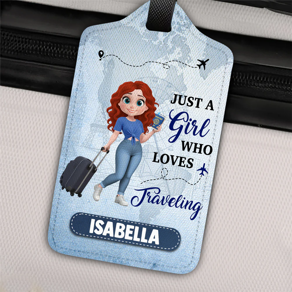 Just A Girl Who Loves Traveling Cartoonize - Personalized Custom Luggage Tag - Image 3
