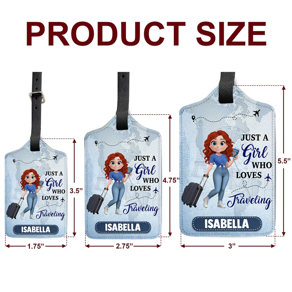 Just A Girl Who Loves Traveling Cartoonize - Personalized Custom Luggage Tag - Image 4