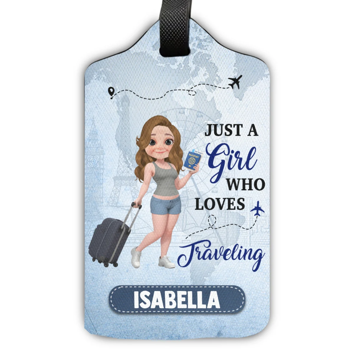 Just A Girl Who Loves Traveling Cartoonize - Personalized Custom Luggage Tag - Image 7