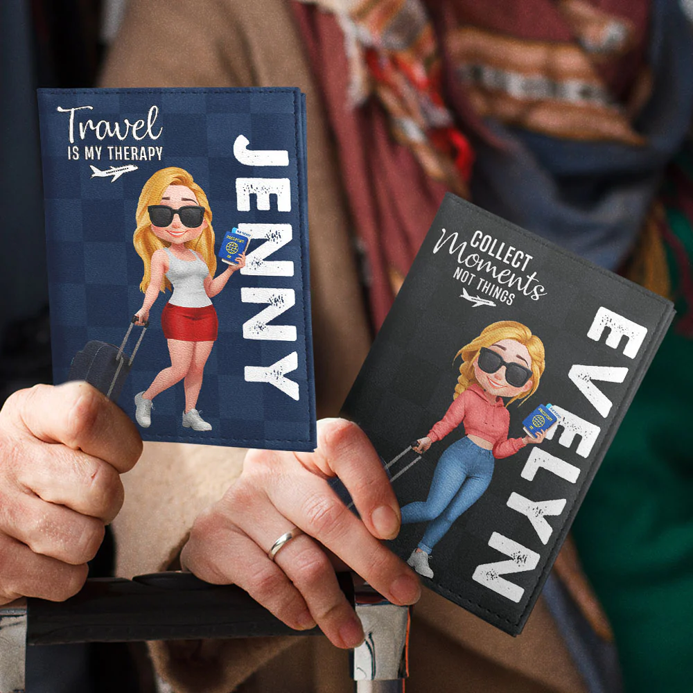 Just A Girl Who Loves Traveling Cartoonize - Personalized Custom Passport Cover - Image 3