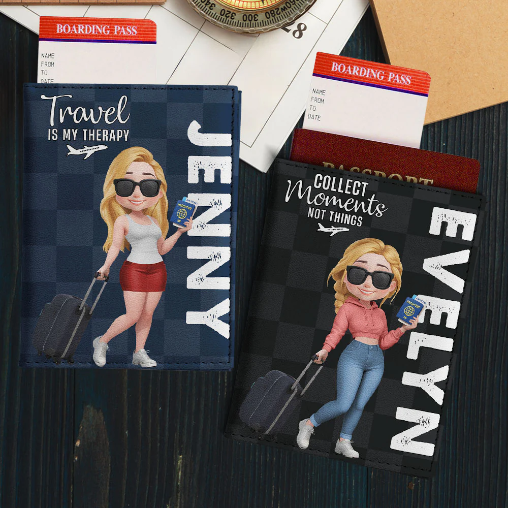 Just A Girl Who Loves Traveling Cartoonize - Personalized Custom Passport Cover - Image 4