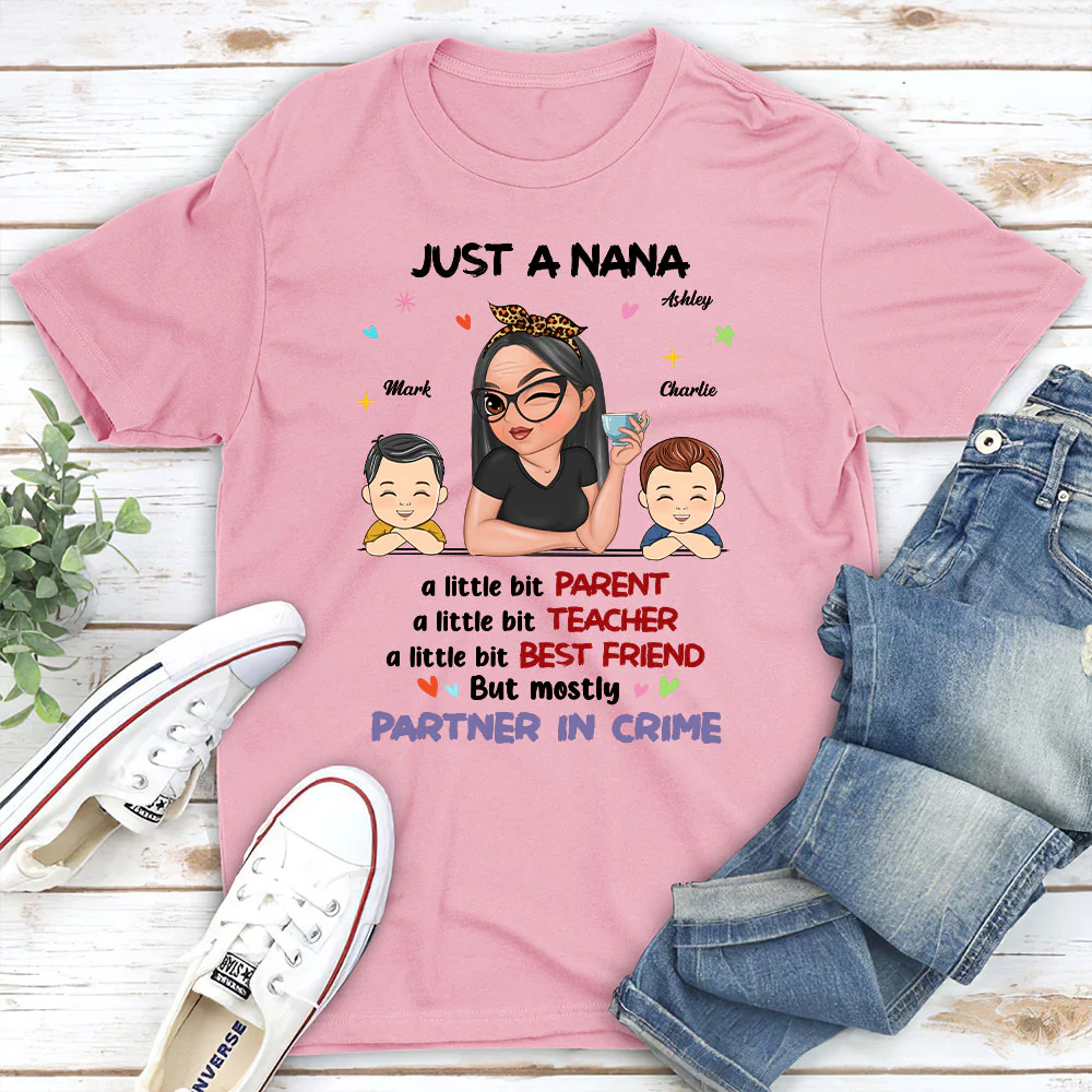 Just A Grandma Who's A Little Bit Partner In Crime - Personalized Custom Shirt - Image 4