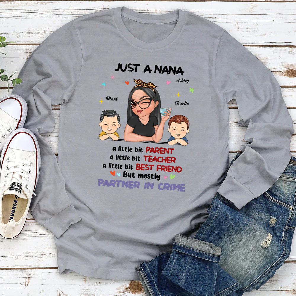 Just A Grandma Who's A Little Bit Partner In Crime - Personalized Custom Shirt - Image 8