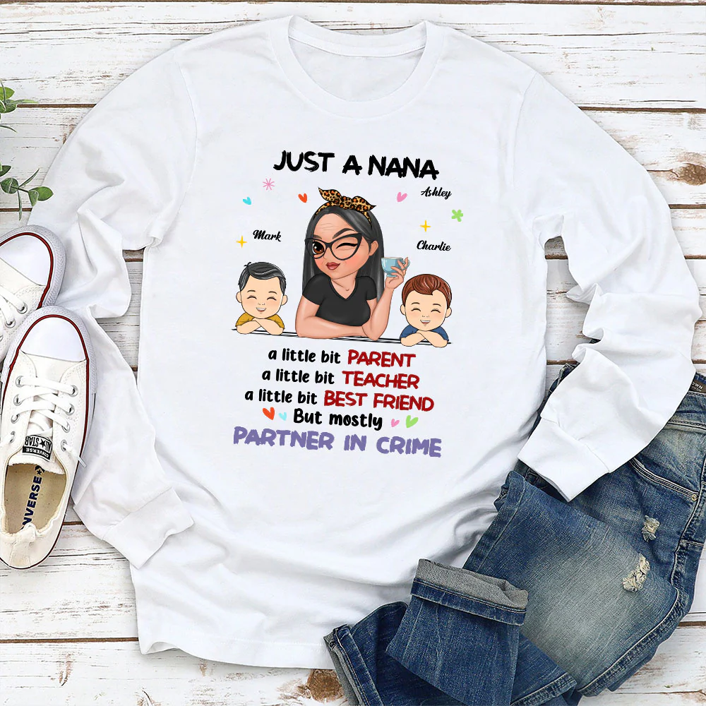 Just A Grandma Who's A Little Bit Partner In Crime - Personalized Custom Shirt - Image 9