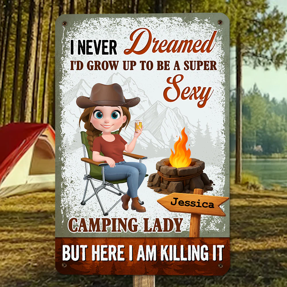 Just Crushing This Camping Life - Personalized Custom Metal Sign - Image 4