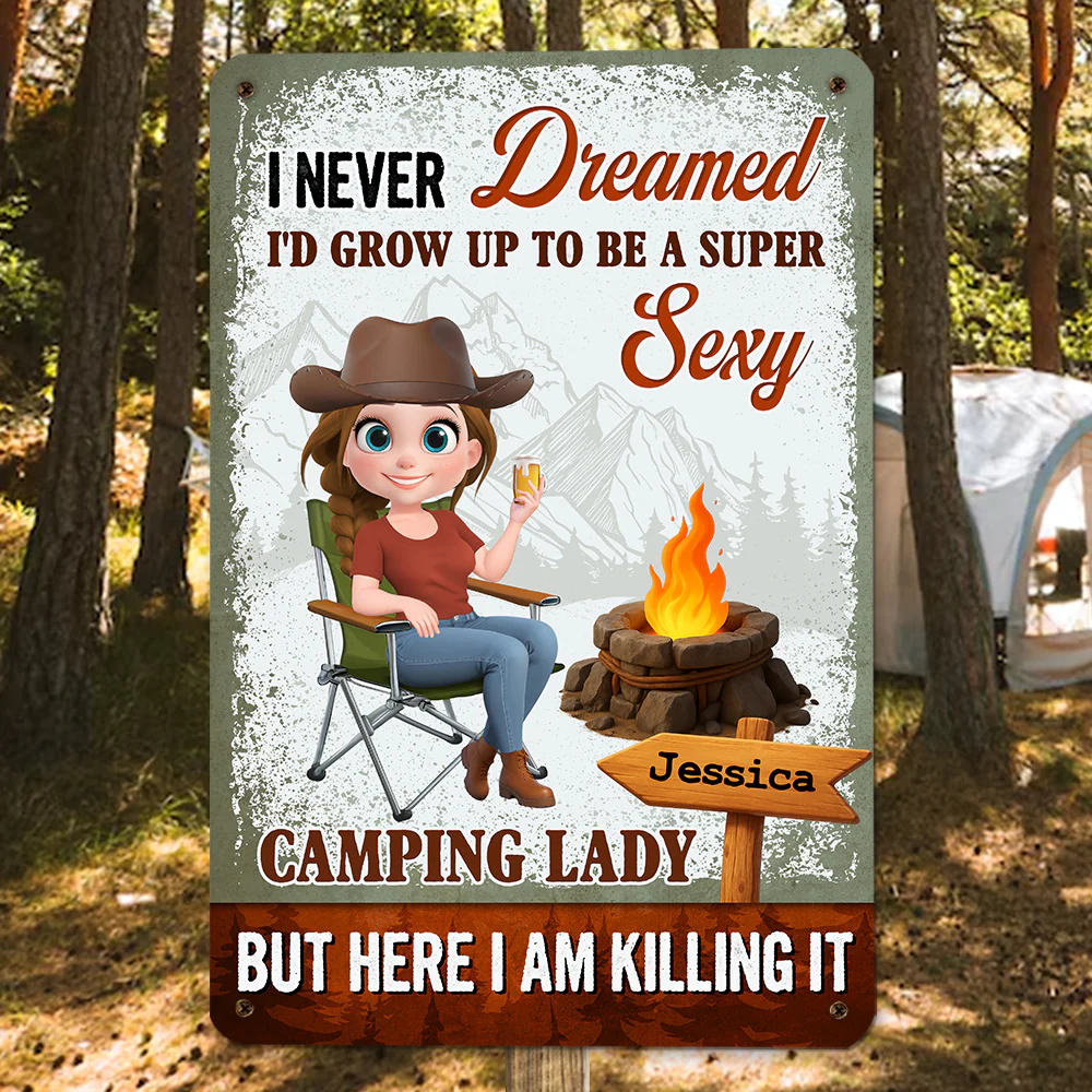 Just Crushing This Camping Life - Personalized Custom Metal Sign - Image 5