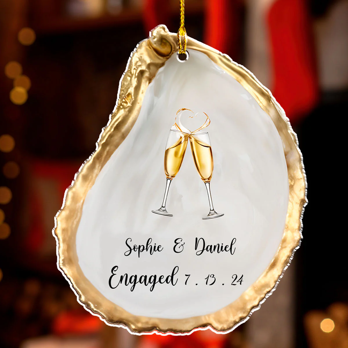 Just Engaged - Personalized Custom Acrylic Ornament - Image 2