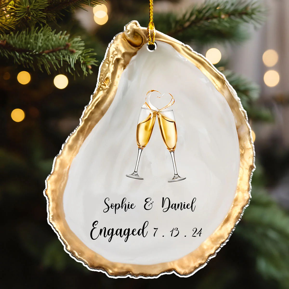 Just Engaged - Personalized Custom Acrylic Ornament - Image 3
