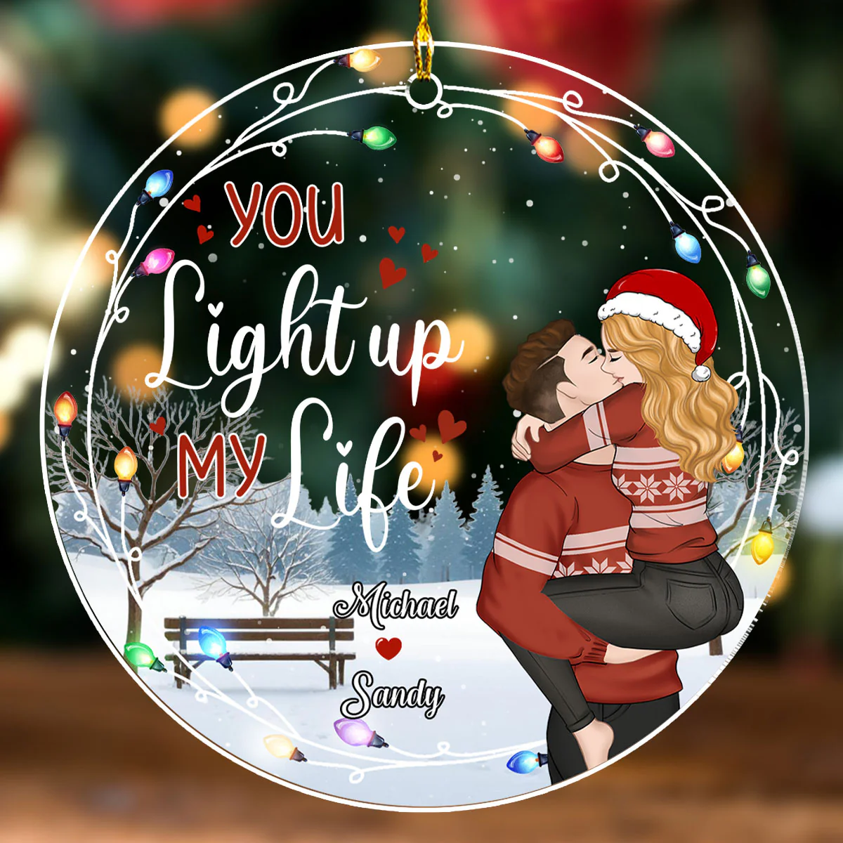 Just For U - Personalized Custom Acrylic Ornament - Image 2