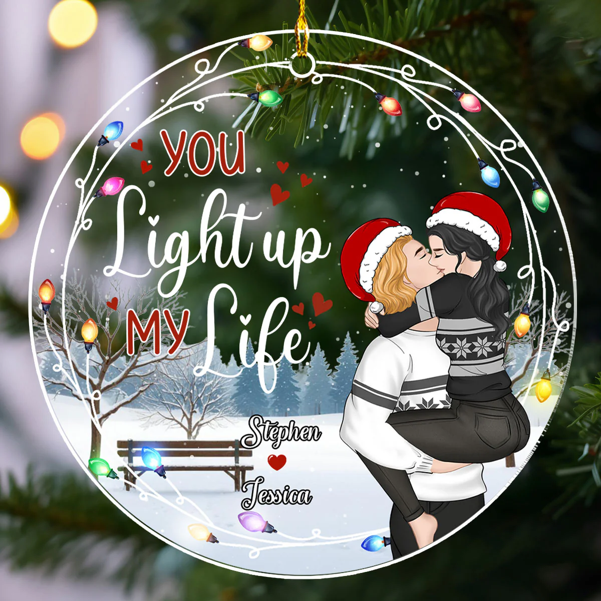 Just For U - Personalized Custom Acrylic Ornament - Image 3