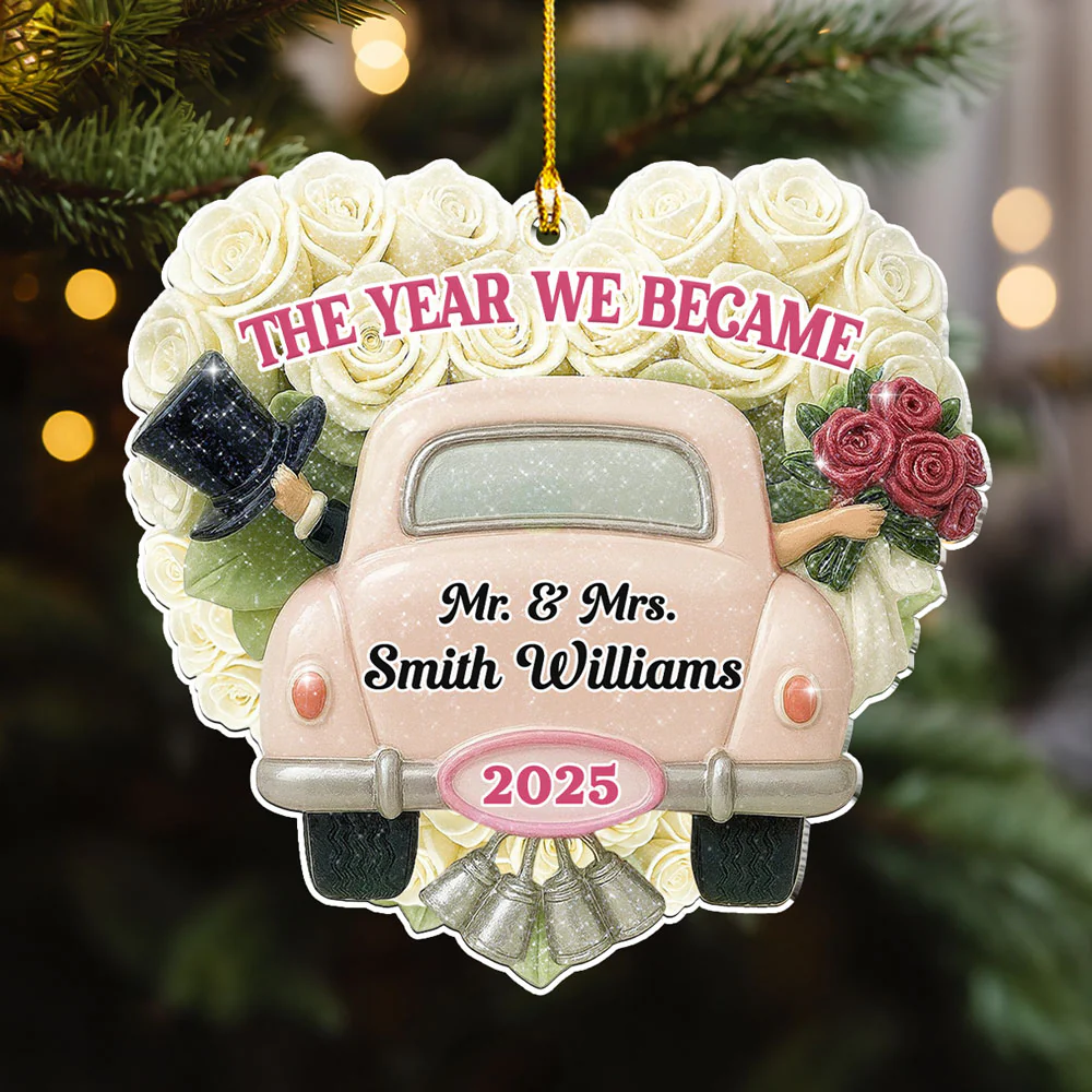 Just Married You - Personalized Custom Acrylic Ornament - Image 2