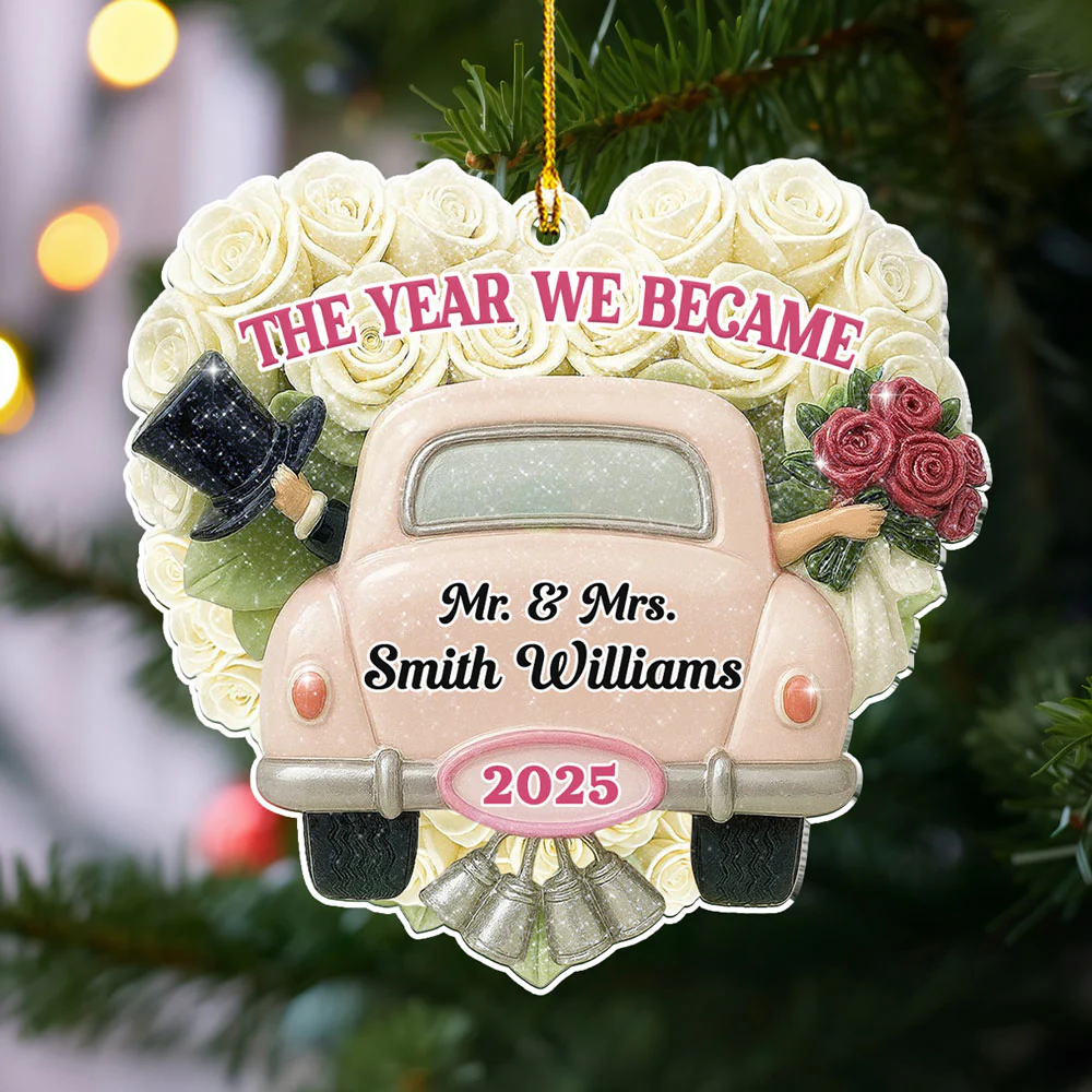 Just Married You - Personalized Custom Acrylic Ornament - Image 5