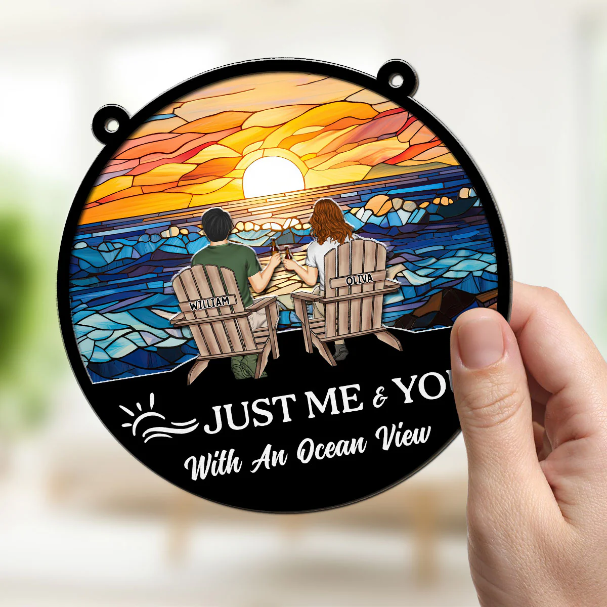 Just Me & You With An Ocean View - Personalized Custom Suncatcher - Image 3