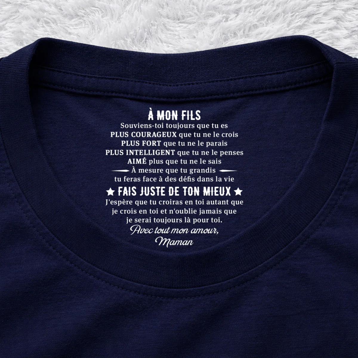 Juste Fais De Ton Mieux - T-shirt Personnalisé avec Impression à l'Intérieur du Col - Image 10