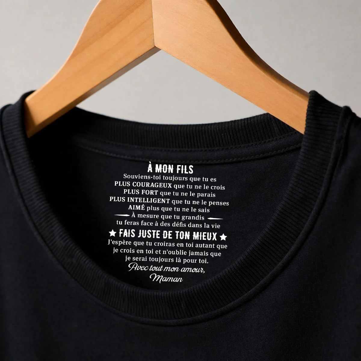 Juste Fais De Ton Mieux - T-shirt Personnalisé avec Impression à l'Intérieur du Col - Image 3