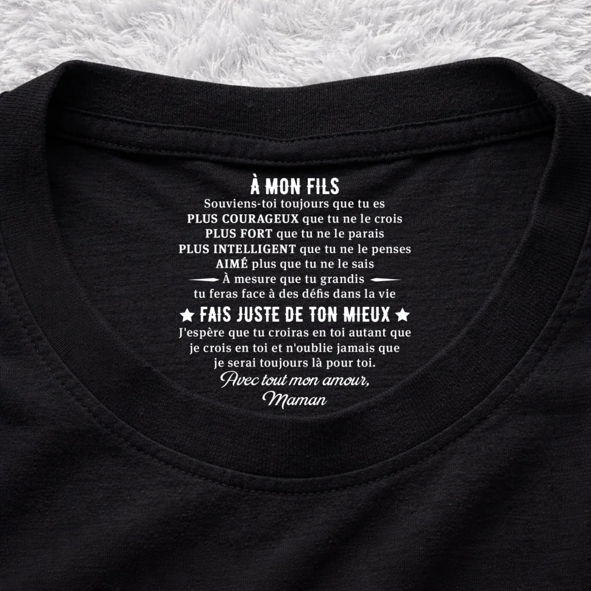 Juste Fais De Ton Mieux - T-shirt Personnalisé avec Impression à l'Intérieur du Col - Image 7