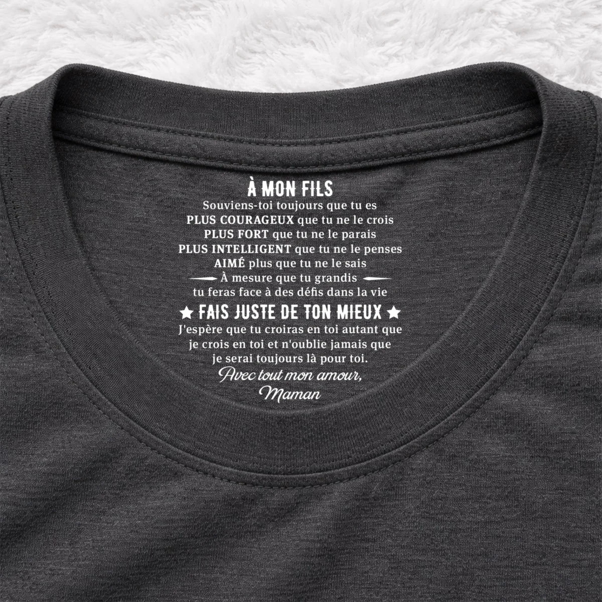 Juste Fais De Ton Mieux - T-shirt Personnalisé avec Impression à l'Intérieur du Col - Image 8