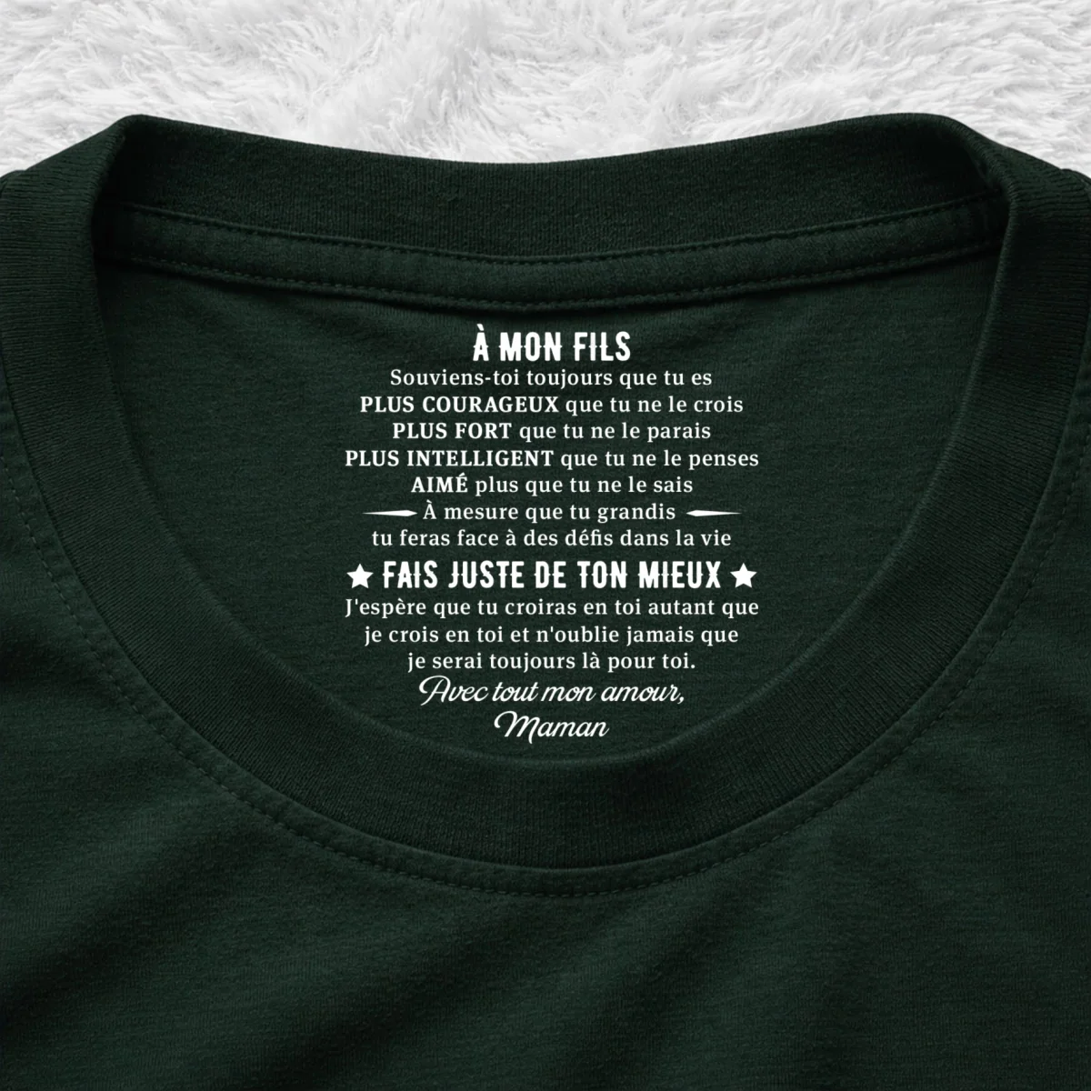Juste Fais De Ton Mieux - T-shirt Personnalisé avec Impression à l'Intérieur du Col - Image 9