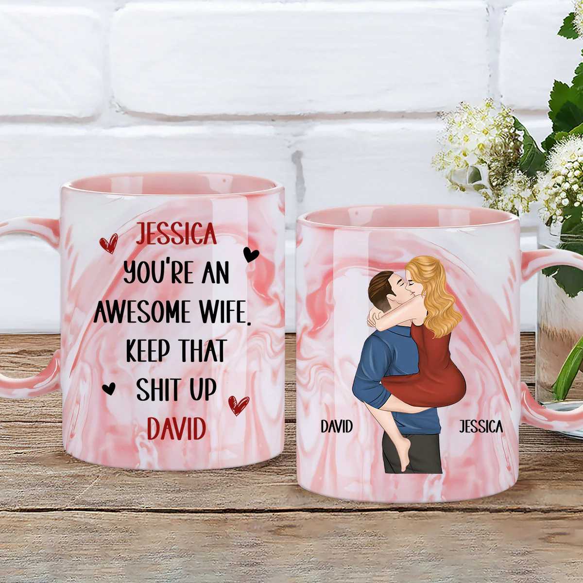 Keep That Shit Up - Personalized Custom Pink Marble Mug - Image 2