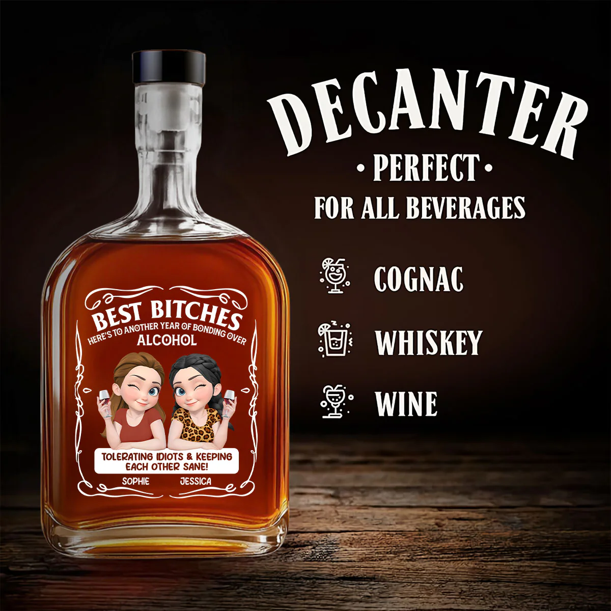 Keeping Each Other Sane - Personalized Custom Spirits Decanter - Image 4