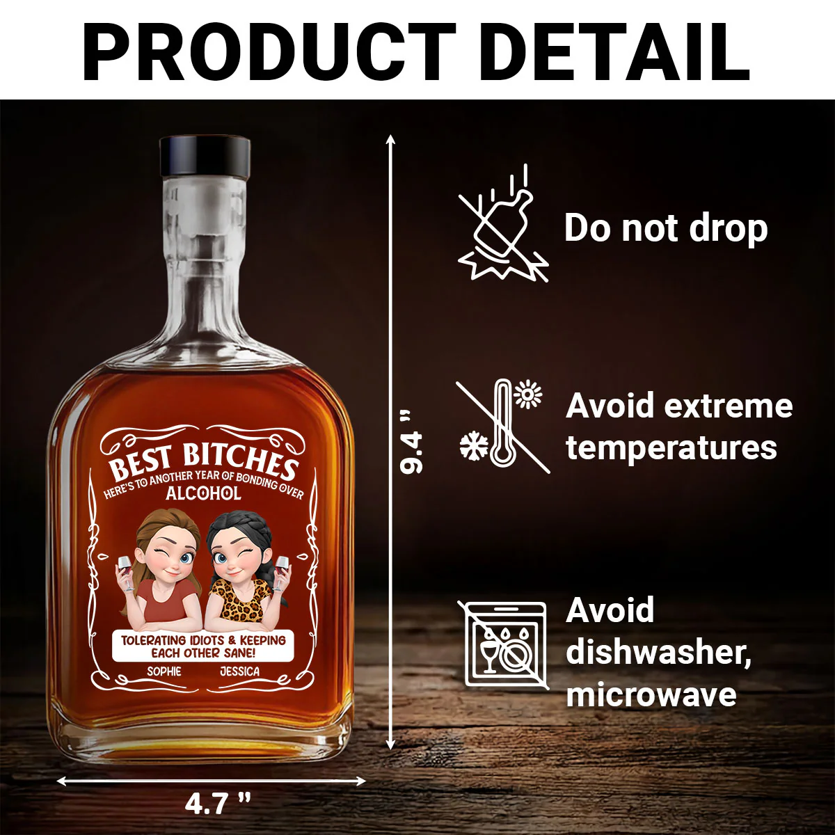 Keeping Each Other Sane - Personalized Custom Spirits Decanter - Image 5