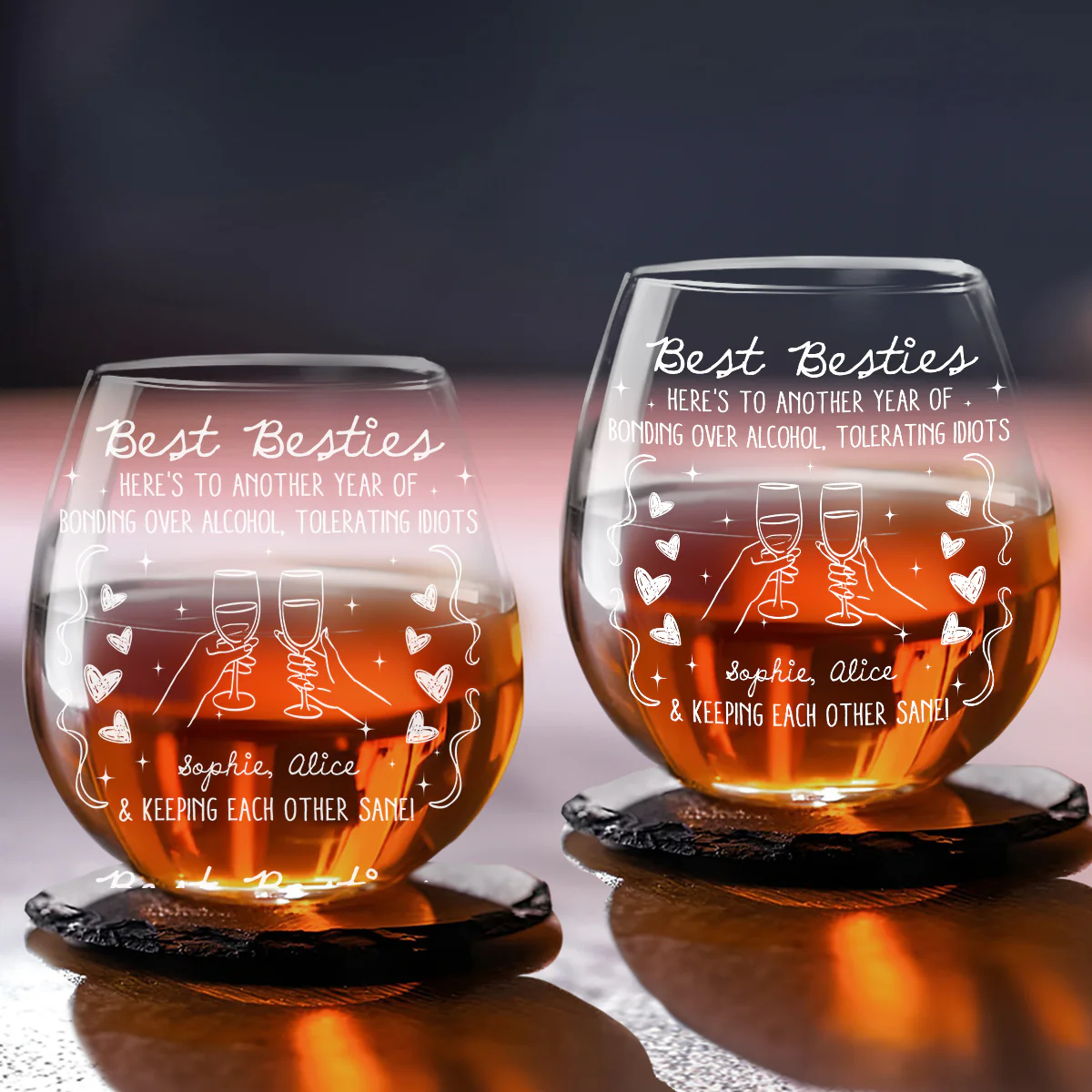 Keeping Each Other Sane - Personalized Custom Wine Glass - Image 4