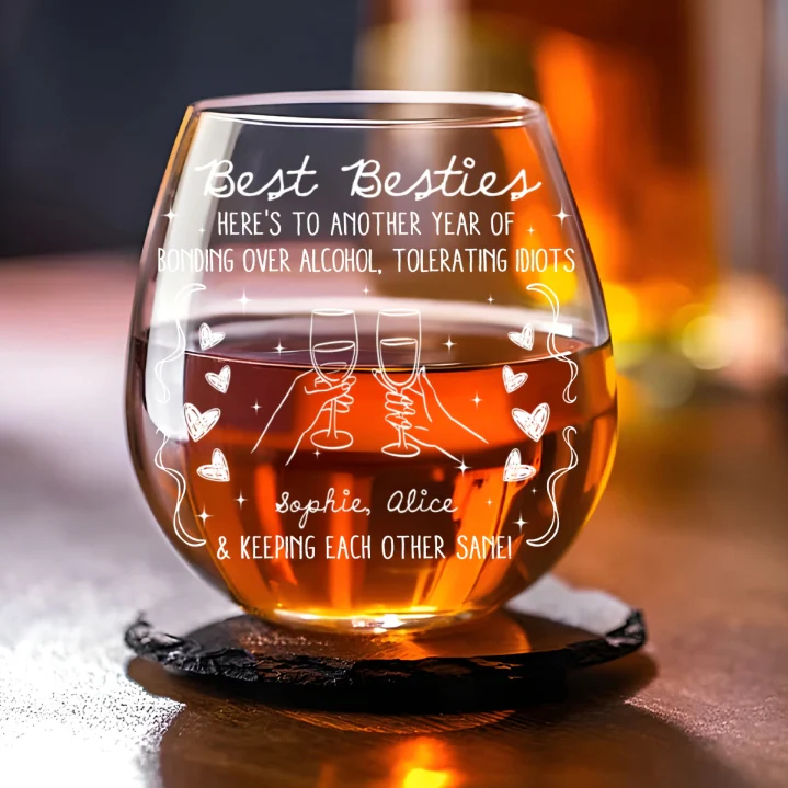 Keeping Each Other Sane - Personalized Custom Wine Glass - Image 5
